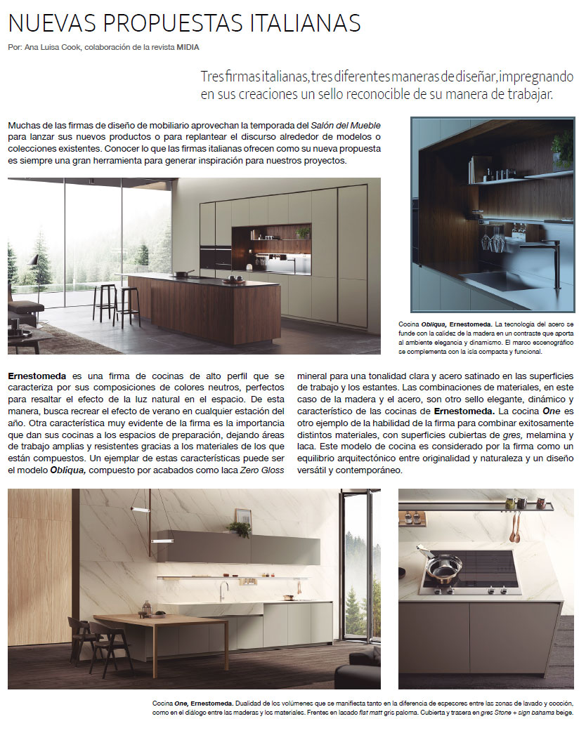 NUEVAS PROPUESTAS ITALIANAS EN MATERIA DE MUEBLES