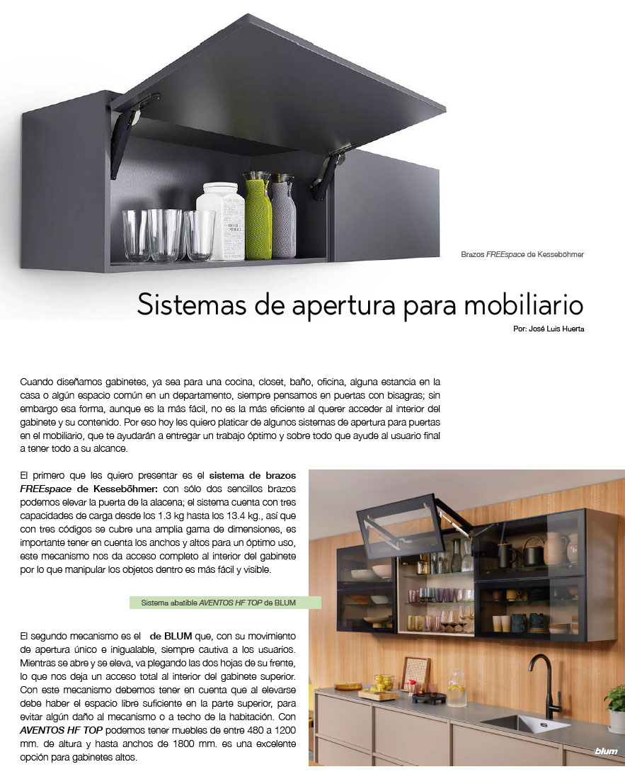 Sistemas de apertura para mobiliario