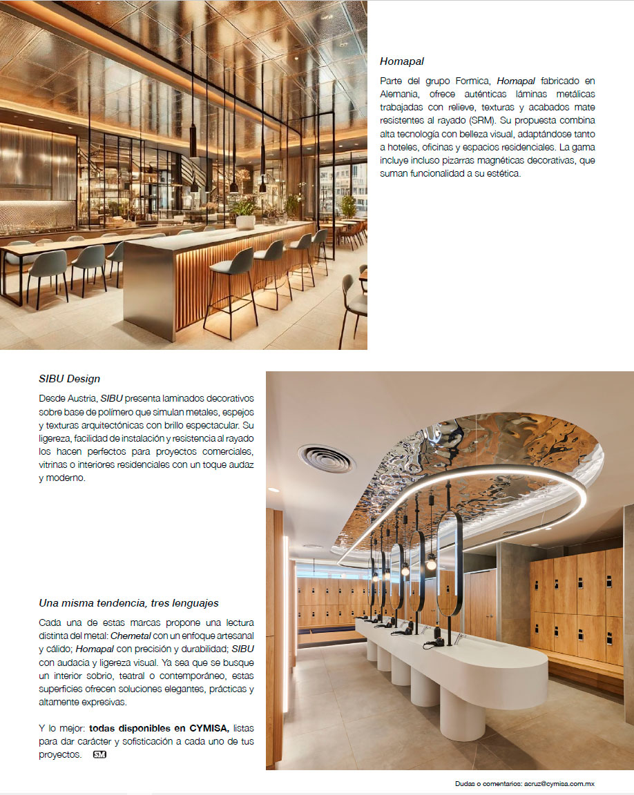 BRILLO, TEXTURA Y CARÁCTER, EL REGRESO DEL METAL AL INTERIORISMO